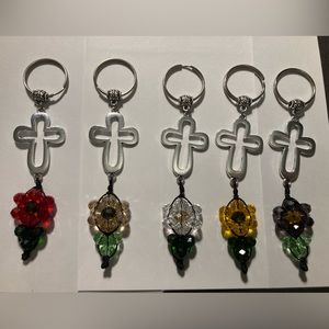 Cross and Flower keychains
